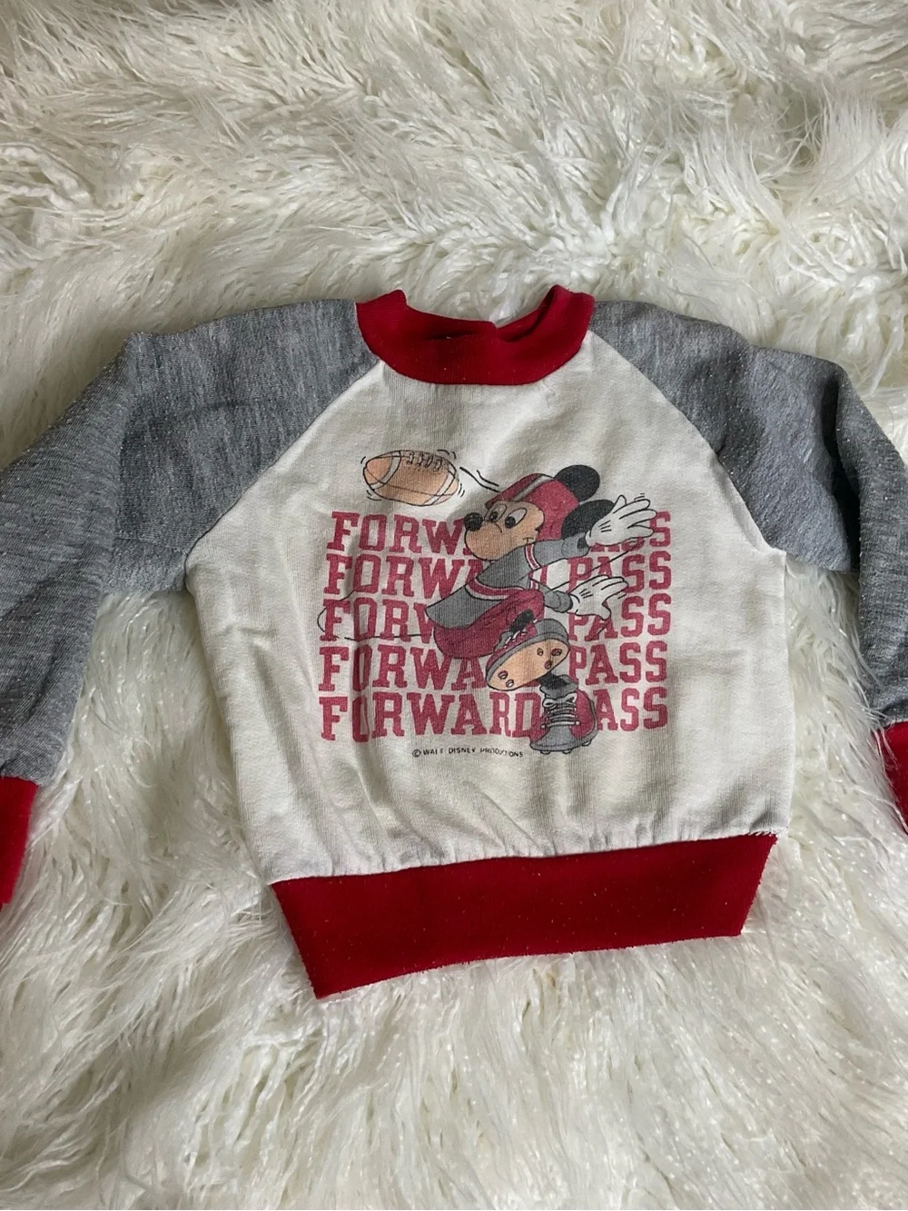 VTG Disney Mickey Mouse Football Raglan Sweatshirt Pants Set Toddler Track Suit